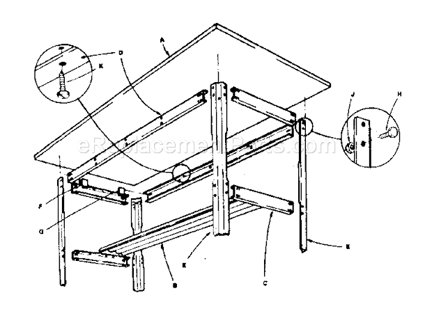 Unit Diagram and Parts List for 10268  Craftsman Workbench