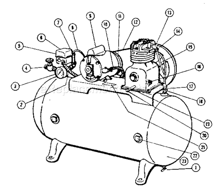 Page A Diagram and Parts List for 10289340  Craftsman Compressor