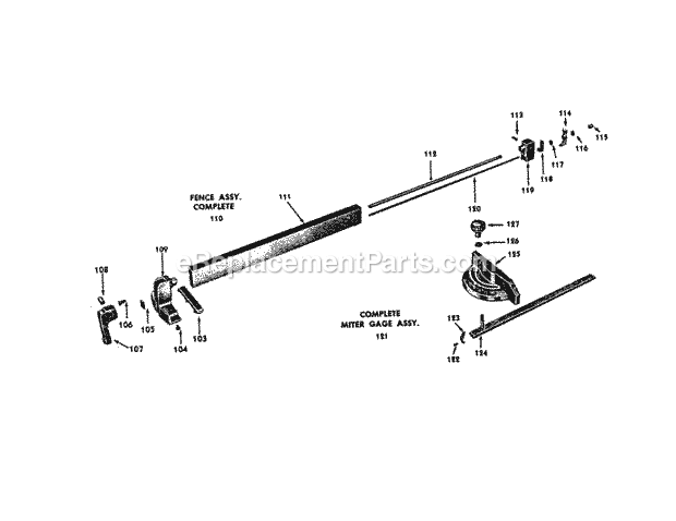 Fence Assembly/Miter Gage Diagram and Parts List for 10322161  Craftsman Miter Saw