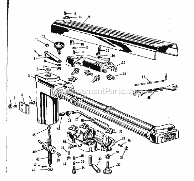 Head And Tube Assembly Diagram and Parts List for 10329310  Craftsman Chop Saw