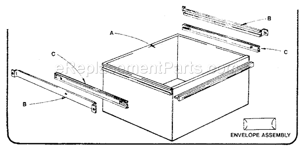 Drawer Assembly Diagram and Parts List for 10369  Craftsman Workbench
