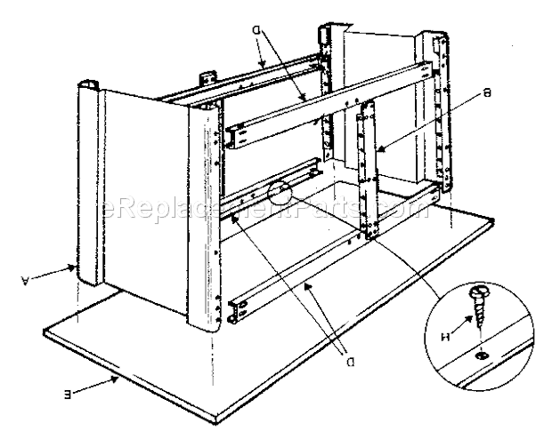 Frame Assembly Diagram and Parts List for 10377  Craftsman Workbench