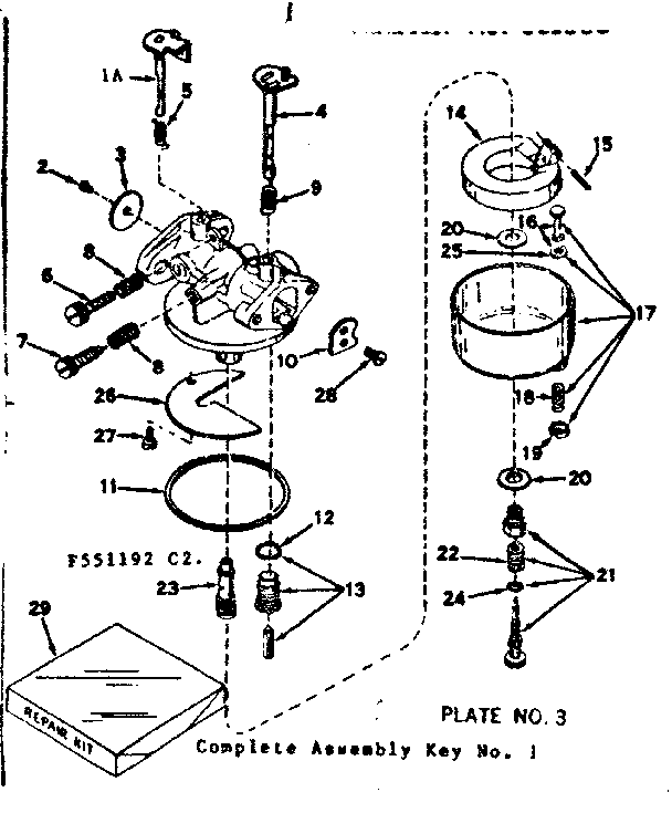 Carburetor Diagram and Parts List for 143551192  Craftsman Engine