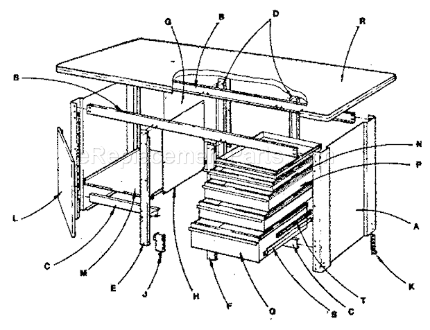 Unit Diagram and Parts List for 10388  Craftsman Workbench