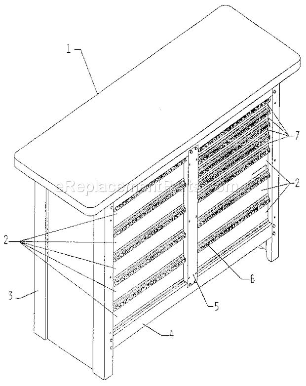 Unit Diagram and Parts List for 10397  Craftsman Workbench