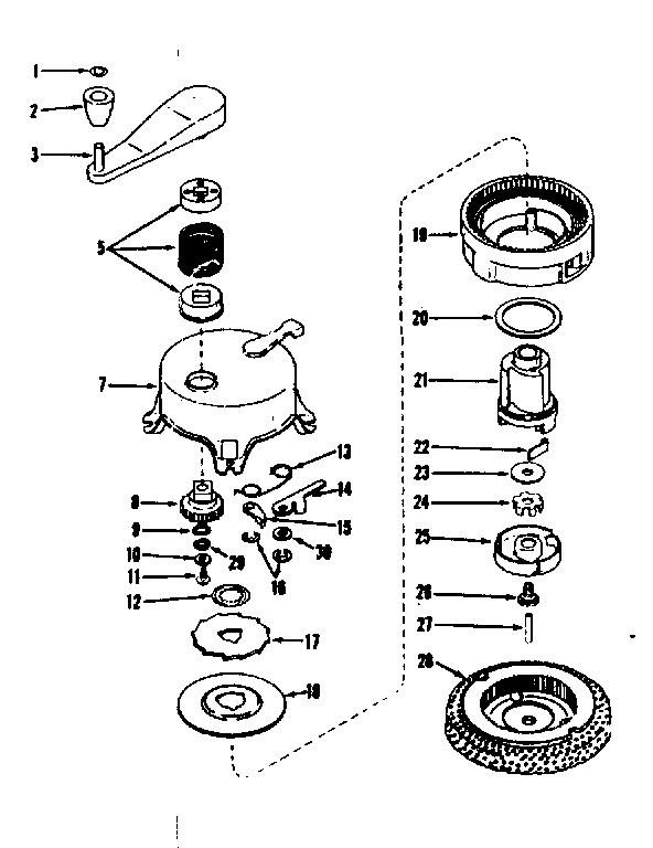 Ratchet Self Starter No. 29986 Diagram and Parts List for 143501190  Craftsman Engine