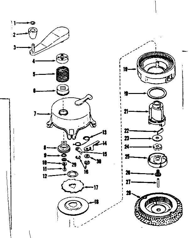 Ratchet Self Starter No. 29750 Diagram and Parts List for 143105041  Craftsman Engine