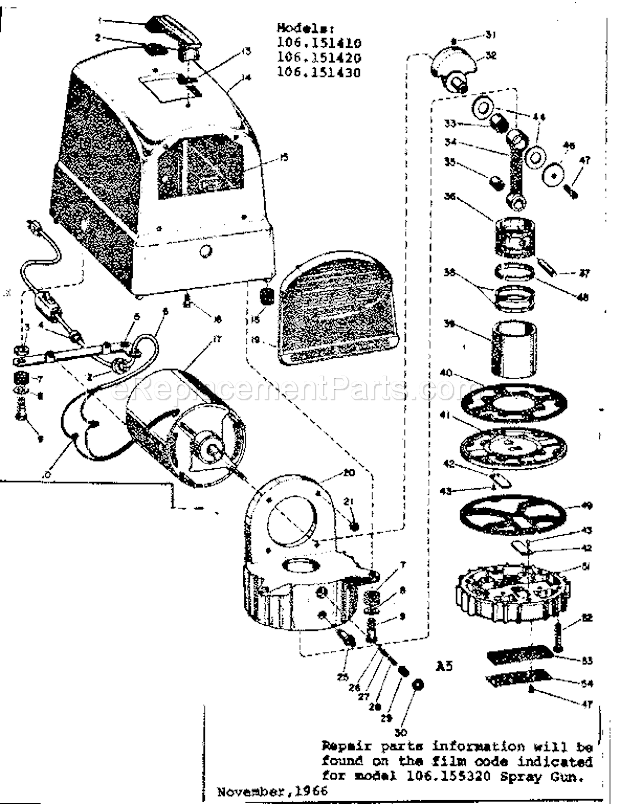 Page A Diagram and Parts List for 106151430  Craftsman Paint Sprayer