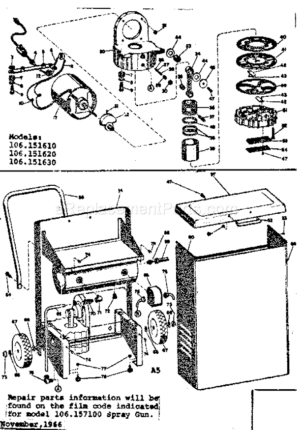 Page A Diagram and Parts List for 106151630  Craftsman Paint Sprayer