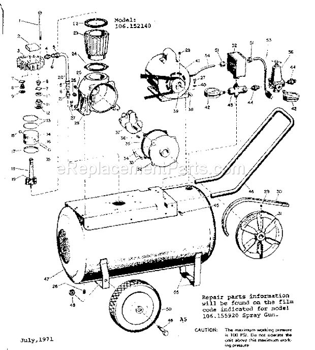 Page A Diagram and Parts List for 106152140  Craftsman Paint Sprayer