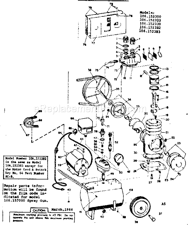 Page A Diagram and Parts List for 106152300  Craftsman Paint Sprayer