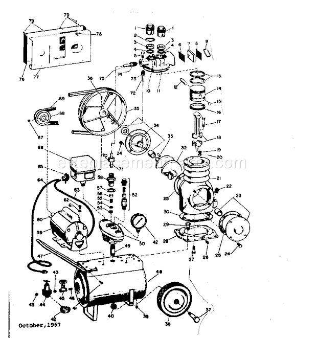 Page A Diagram and Parts List for 106152540  Craftsman Compressor