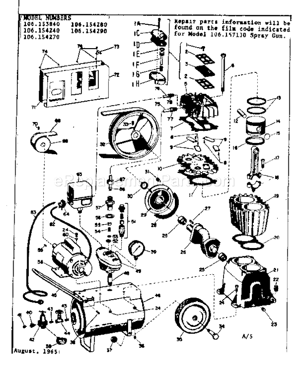 Page A Diagram and Parts List for 106153840  Craftsman Paint Sprayer