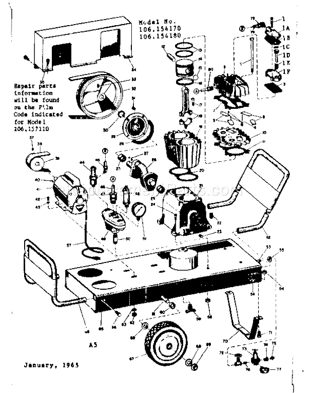 Page A Diagram and Parts List for 106154180  Craftsman Paint Sprayer