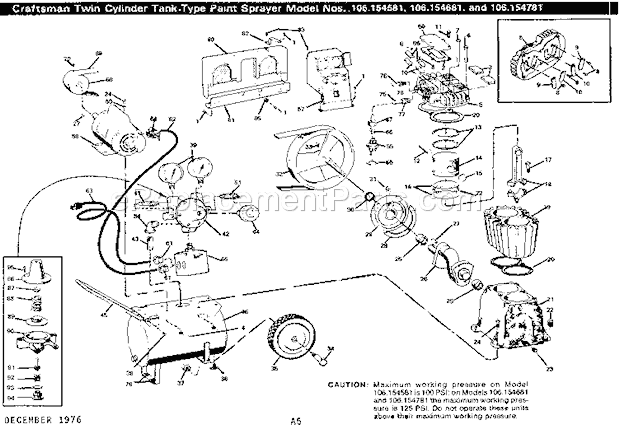 Page A Diagram and Parts List for 106154681  Craftsman Paint Sprayer