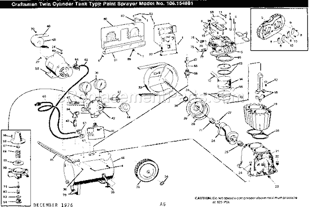 Page A Diagram and Parts List for 106154881  Craftsman Paint Sprayer