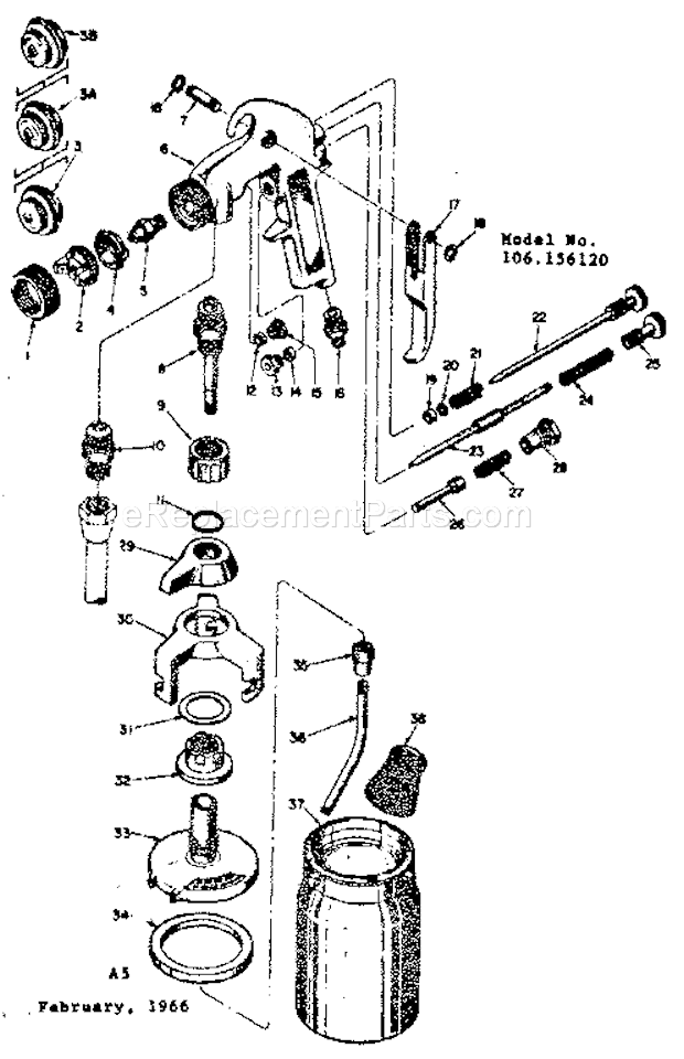 Page A Diagram and Parts List for 106156120  Craftsman Paint Sprayer