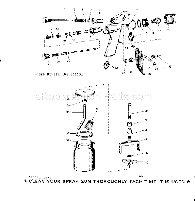Page A Diagram and Parts List for 106156231  Craftsman Paint Sprayer