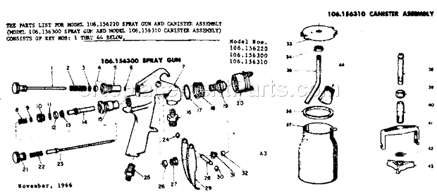 Page A Diagram and Parts List for 106156300  Craftsman Paint Sprayer