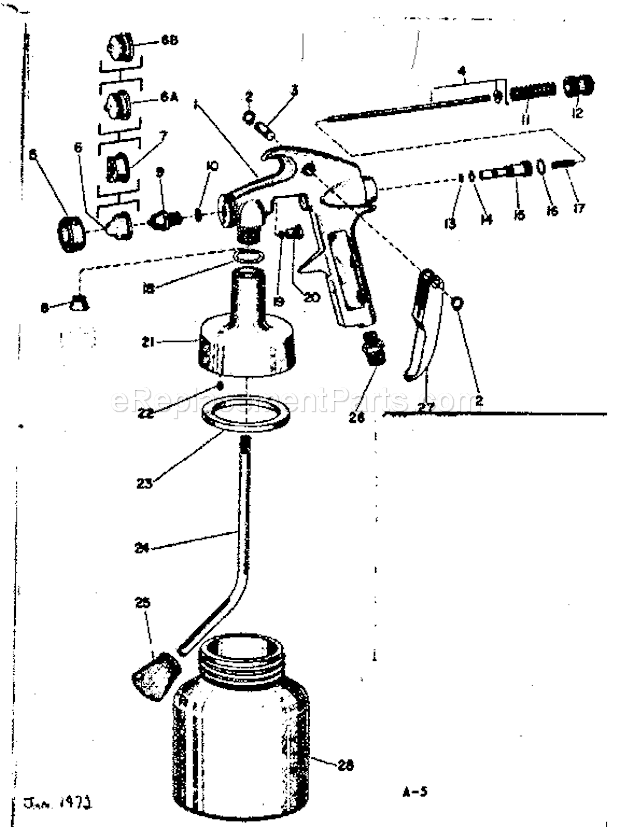 Page A Diagram and Parts List for 106157011  Craftsman Paint Sprayer