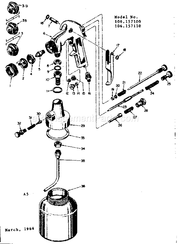 Page A Diagram and Parts List for 106157110  Craftsman Paint Sprayer