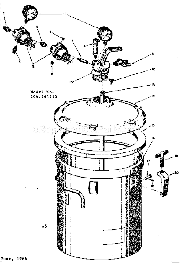 Page A Diagram and Parts List for 106161410  Craftsman Compressor