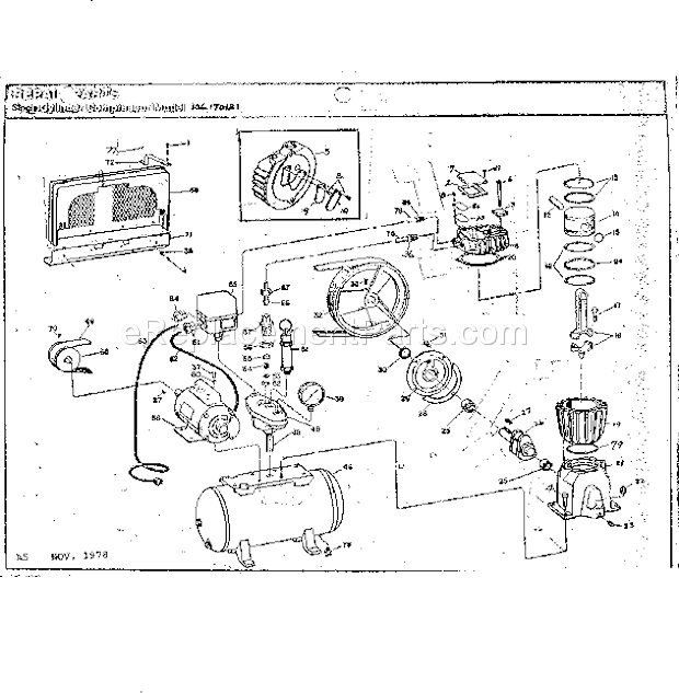Page A Diagram and Parts List for 106170121  Craftsman Compressor