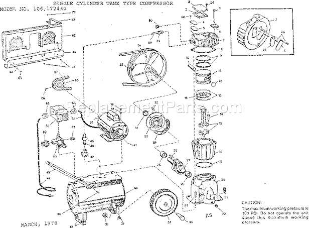Page A Diagram and Parts List for 106172440  Craftsman Compressor