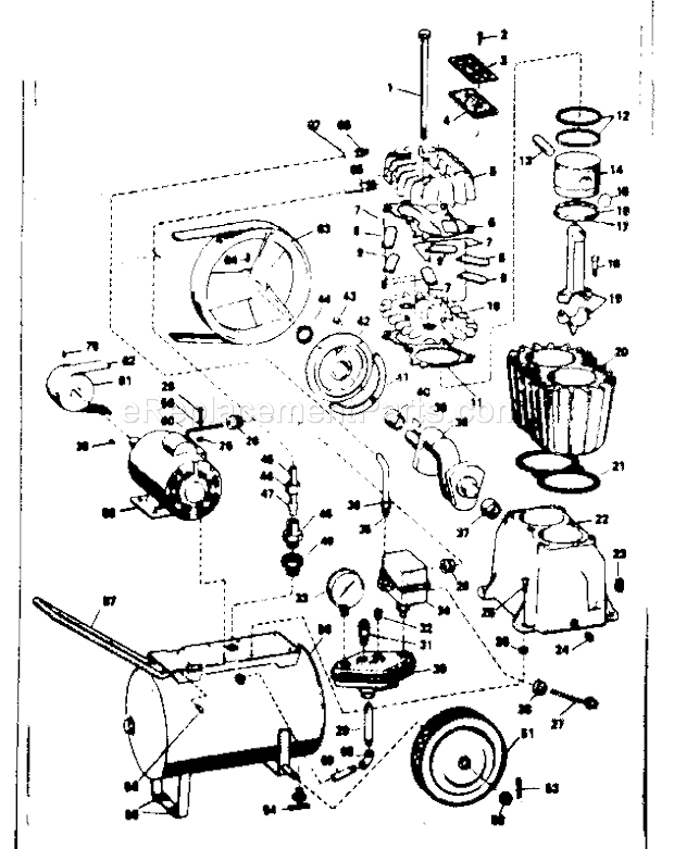 Page A Diagram and Parts List for 106173940  Craftsman Compressor