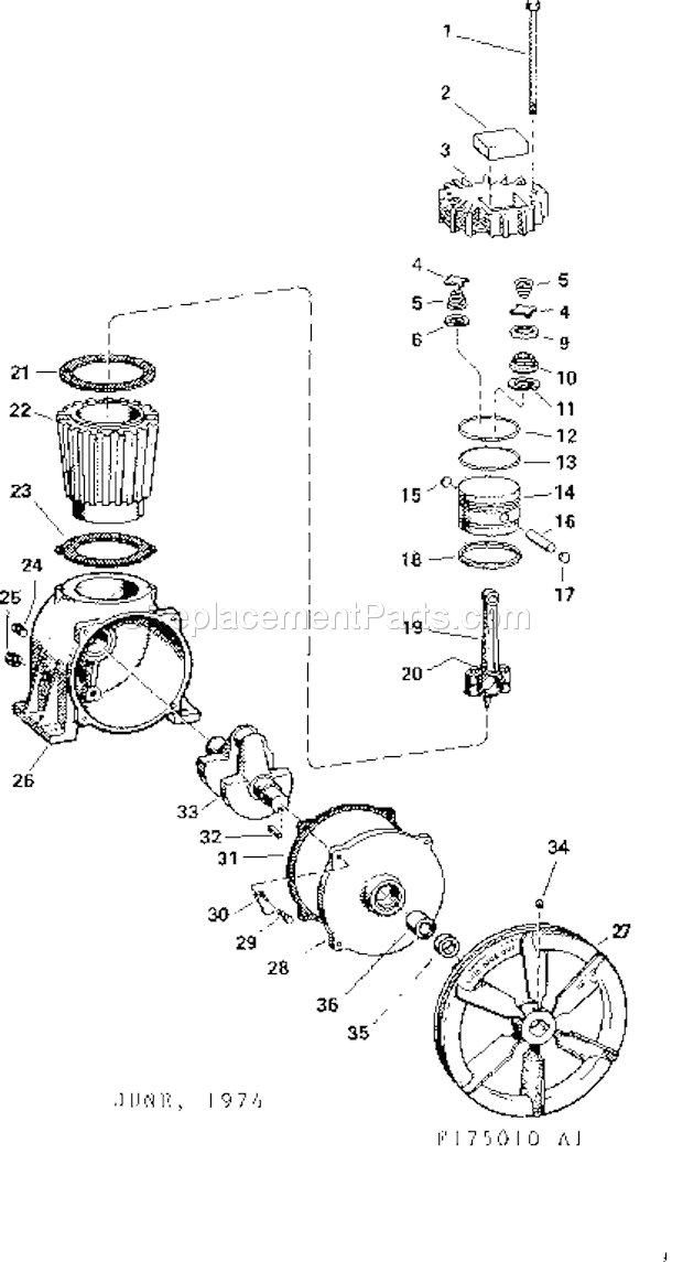 Page A Diagram and Parts List for 106175010  Craftsman Compressor