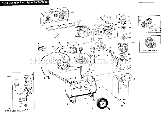 Page A Diagram and Parts List for 106175550  Craftsman Compressor