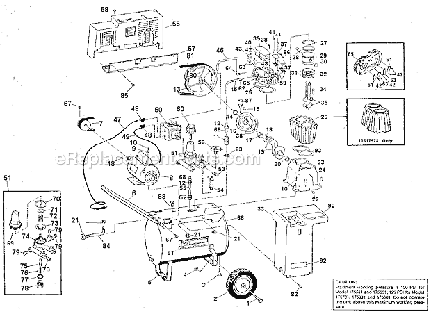 Page A Diagram and Parts List for 106175781  Craftsman Compressor