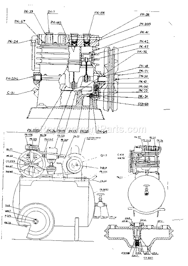 Page A Diagram and Parts List for 1061846  Craftsman Compressor