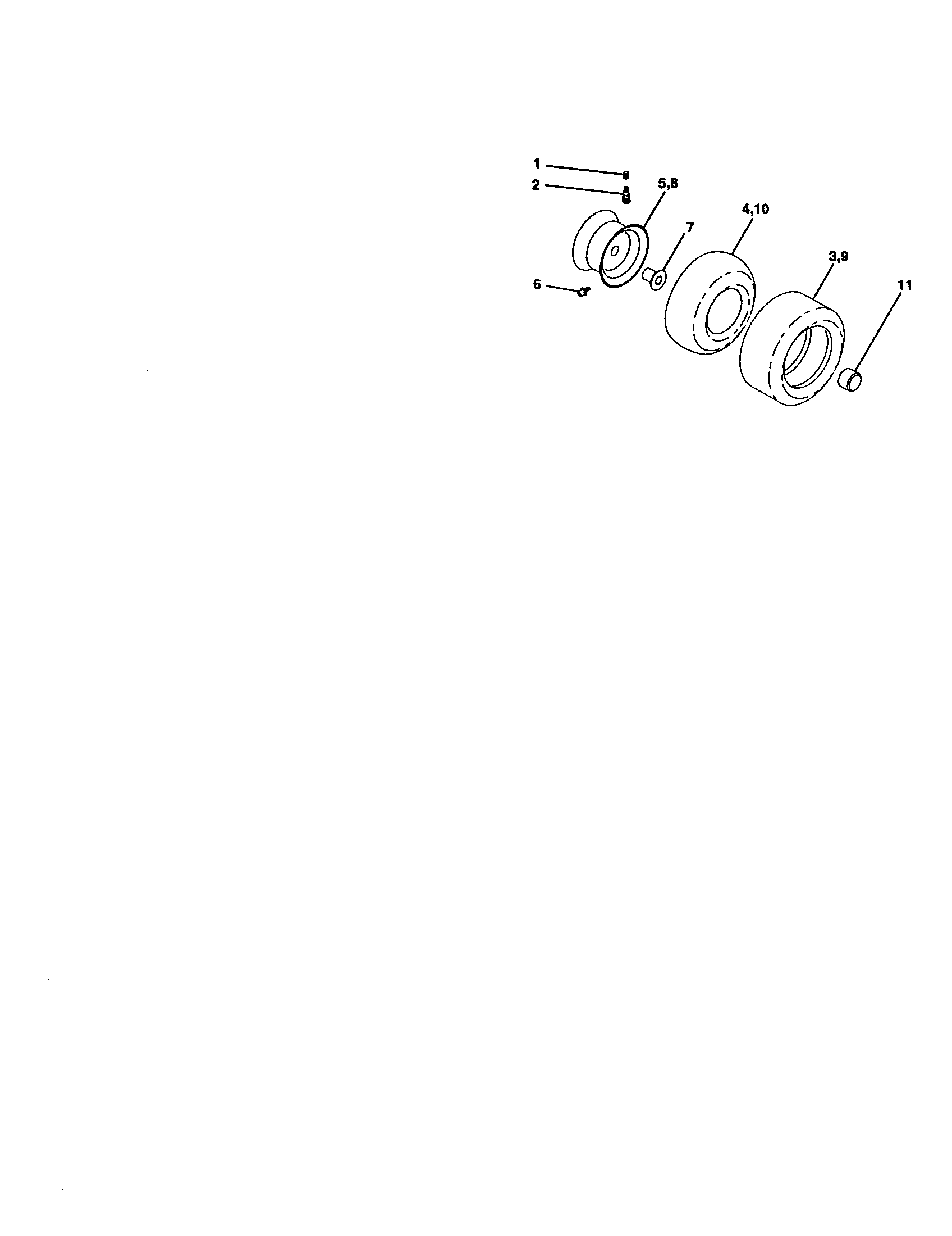 Wheels Diagram and Parts List for 917270730  Craftsman Lawn Tractor