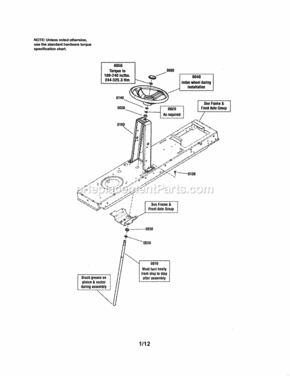 Page A Diagram and Parts List for 107250040  Craftsman Lawn Tractor