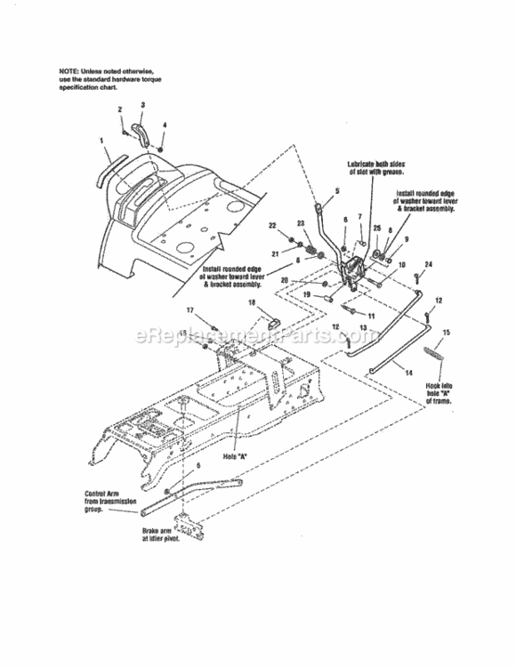 Page K Diagram and Parts List for 107250050  Craftsman Lawn Tractor