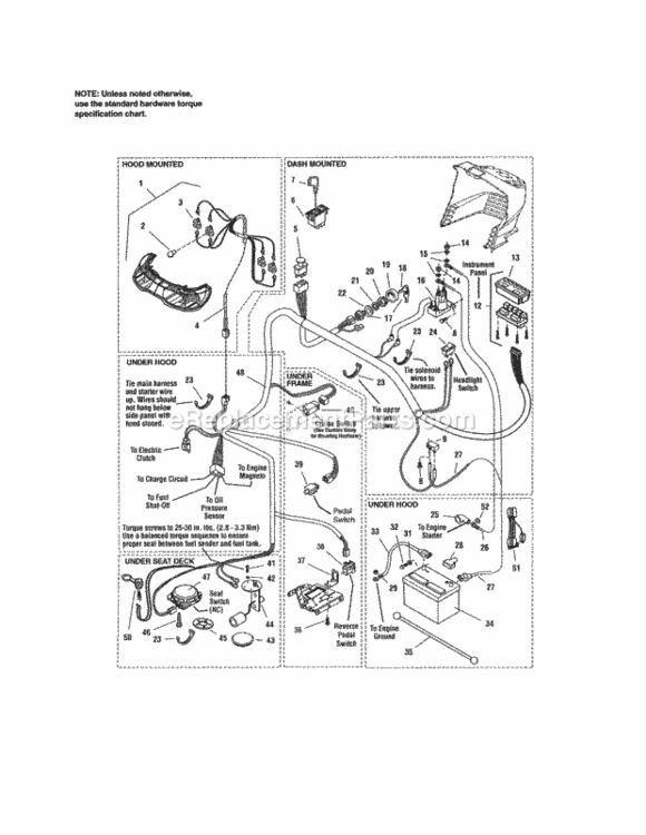 Page H Diagram and Parts List for 107250070  Craftsman Lawn Tractor