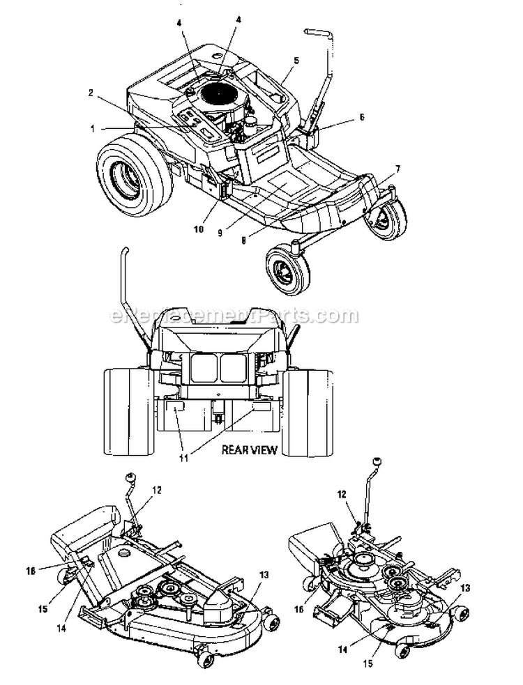 Decals Diagram and Parts List for 10727772  Craftsman Lawn Mower