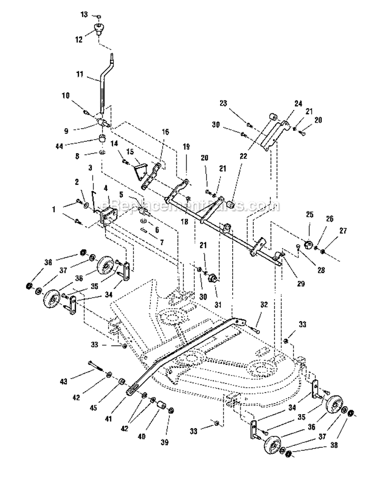 Mower_Deck-Height_Adjustment Diagram and Parts List for 107277740  Craftsman Lawn Mower
