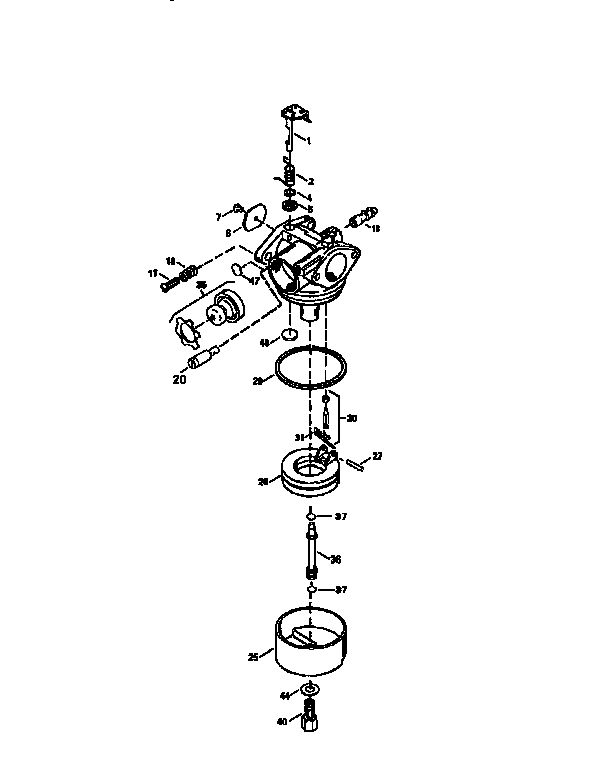 Carburetor 640049 (71/143) Diagram and Parts List for 143963515  Craftsman Engine