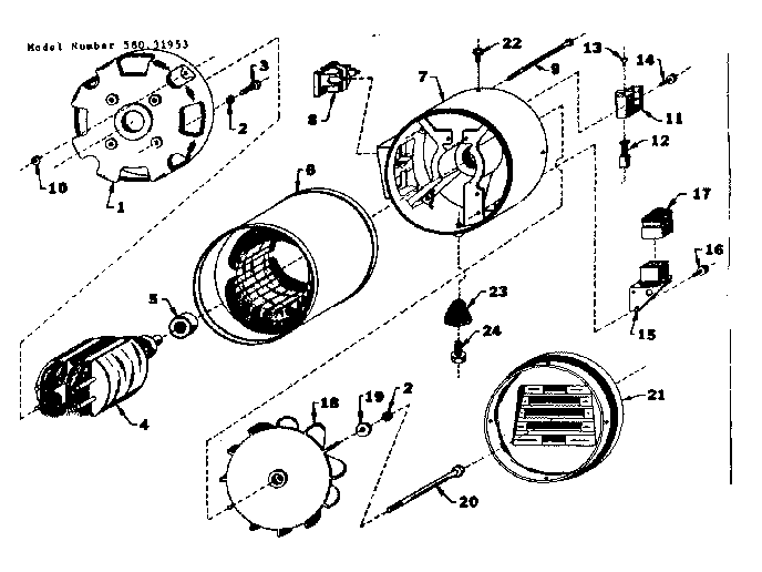 Stator Assembly Diagram and Parts List for 58031953  Craftsman Engine
