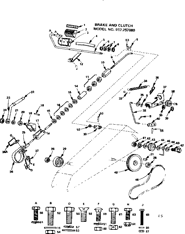 19.9 Twin Garden Tractor/brake And Clutch Diagram and Parts List for 917257080  Craftsman Lawn Tractor