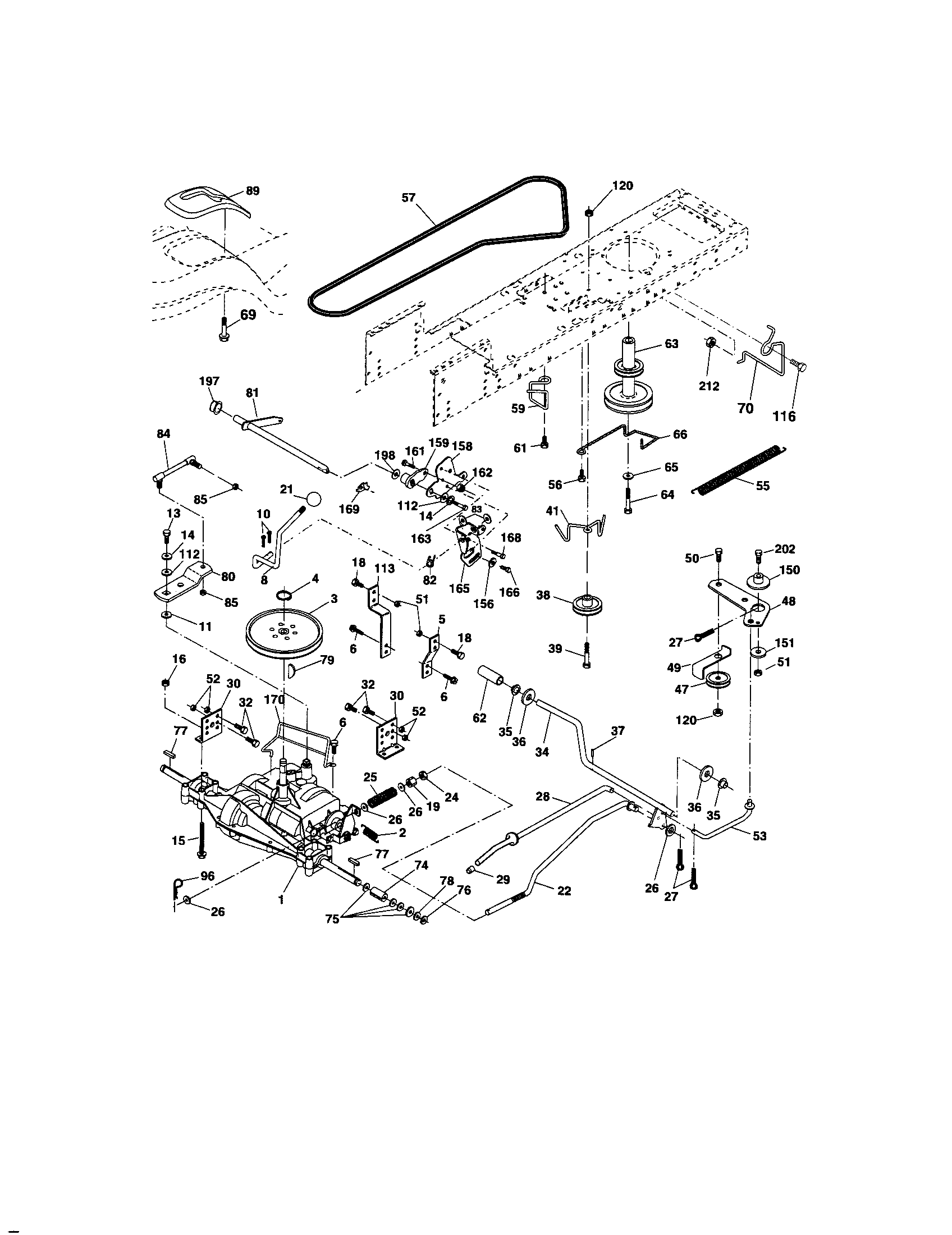 Ground Drive Diagram and Parts List for 917286030  Craftsman Lawn Tractor