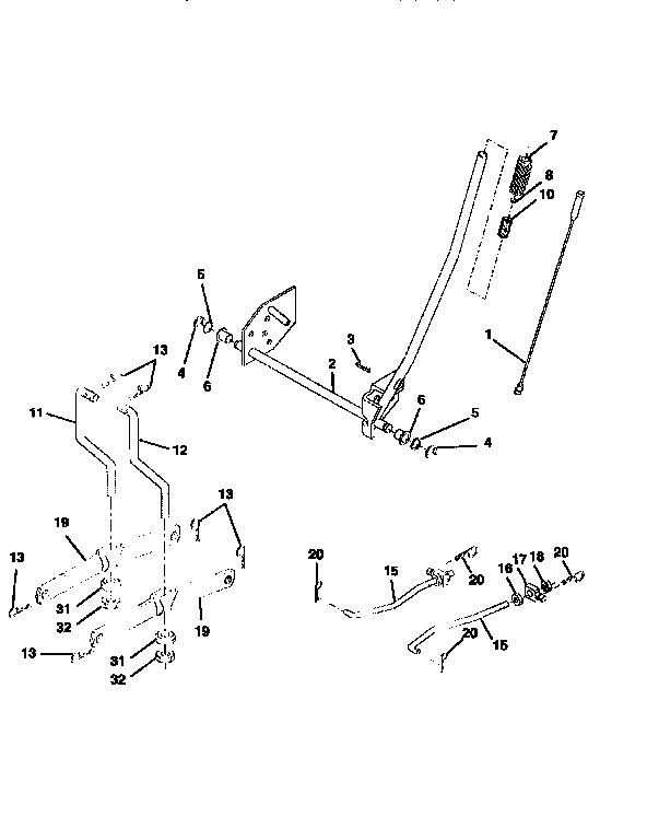 Lift Diagram and Parts List for 917256810  Craftsman Lawn Tractor
