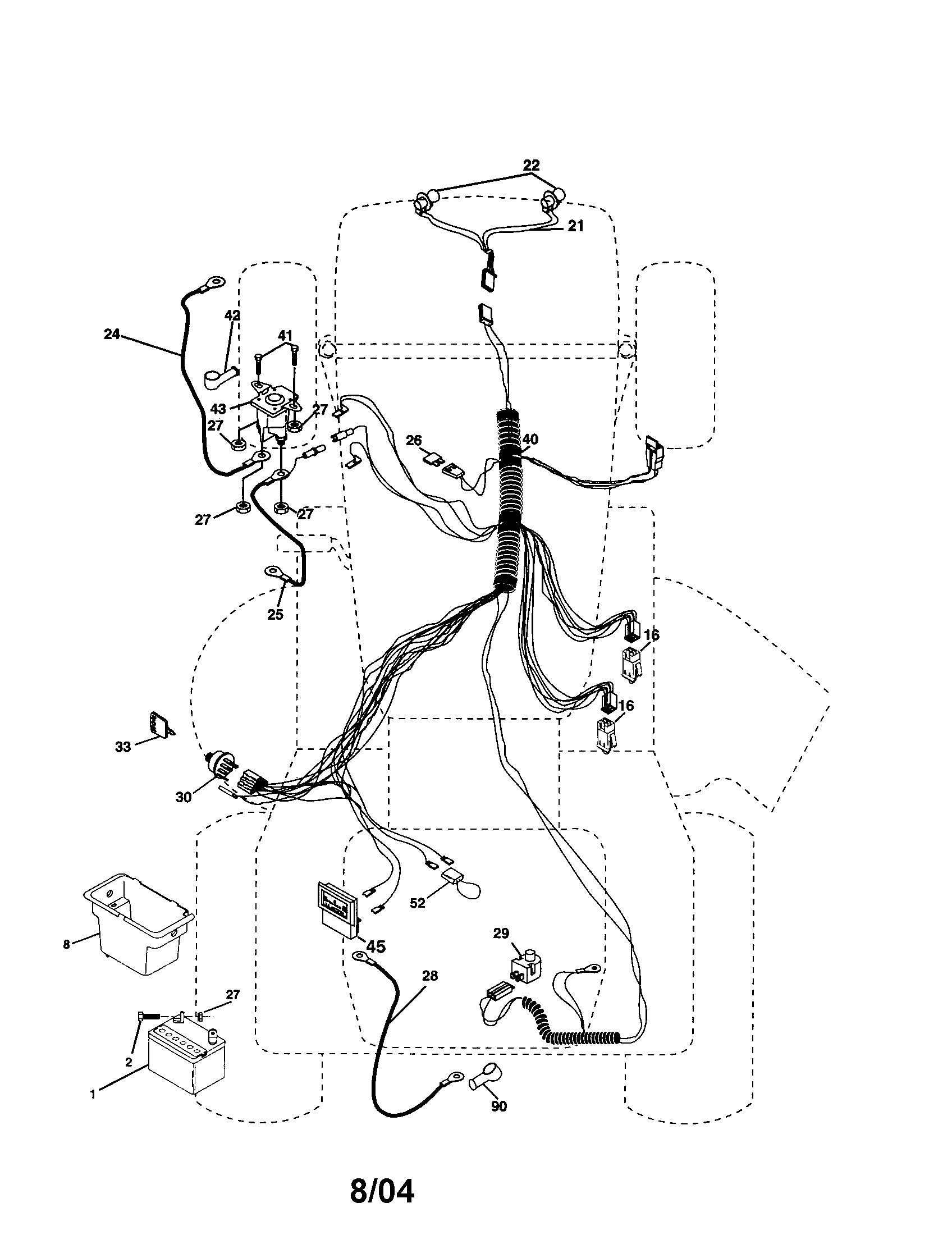 Electrical Diagram and Parts List for 917277362  Craftsman Lawn Tractor