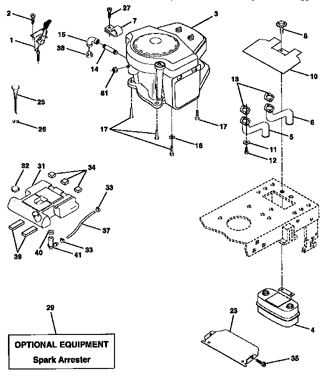 Engine Diagram and Parts List for 917256662  Craftsman Lawn Tractor