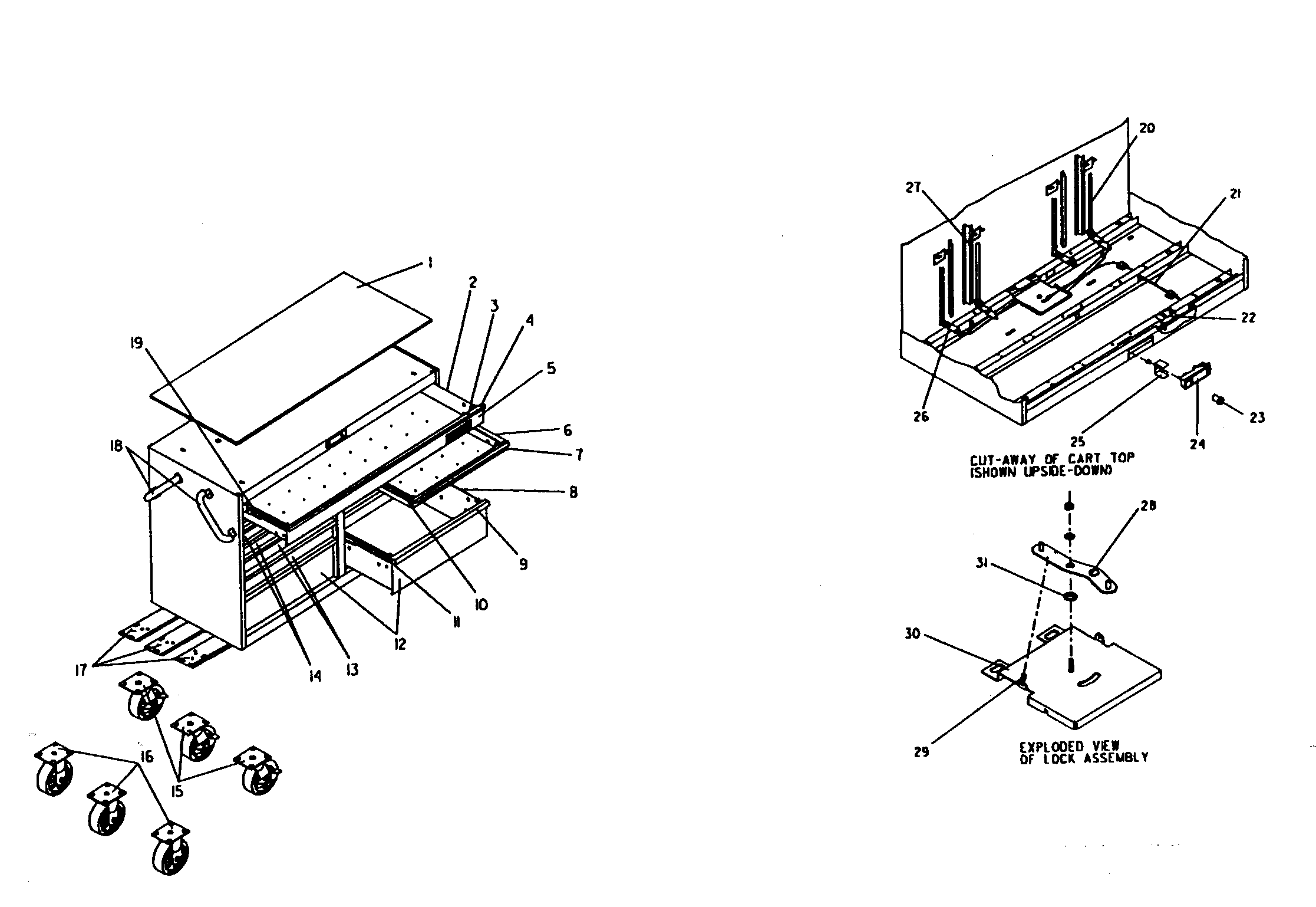 Tool Cart Diagram and Parts List for 706655521  Craftsman Tool Stand & Cart