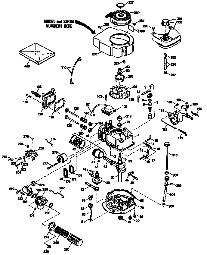 Engine Diagram and Parts List for 143943808  Craftsman Engine