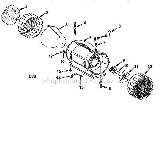 Portable Air Filtration Diagram and Parts List for 113169955  Craftsman Table Saw