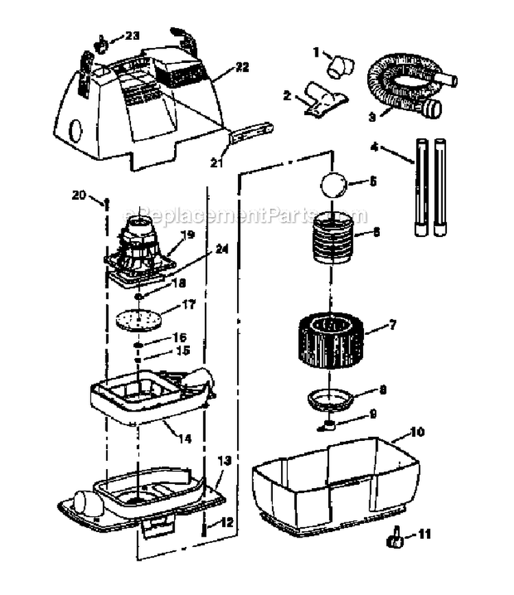 Unit Diagram and Parts List for 113177571  Craftsman Utility Vacuum